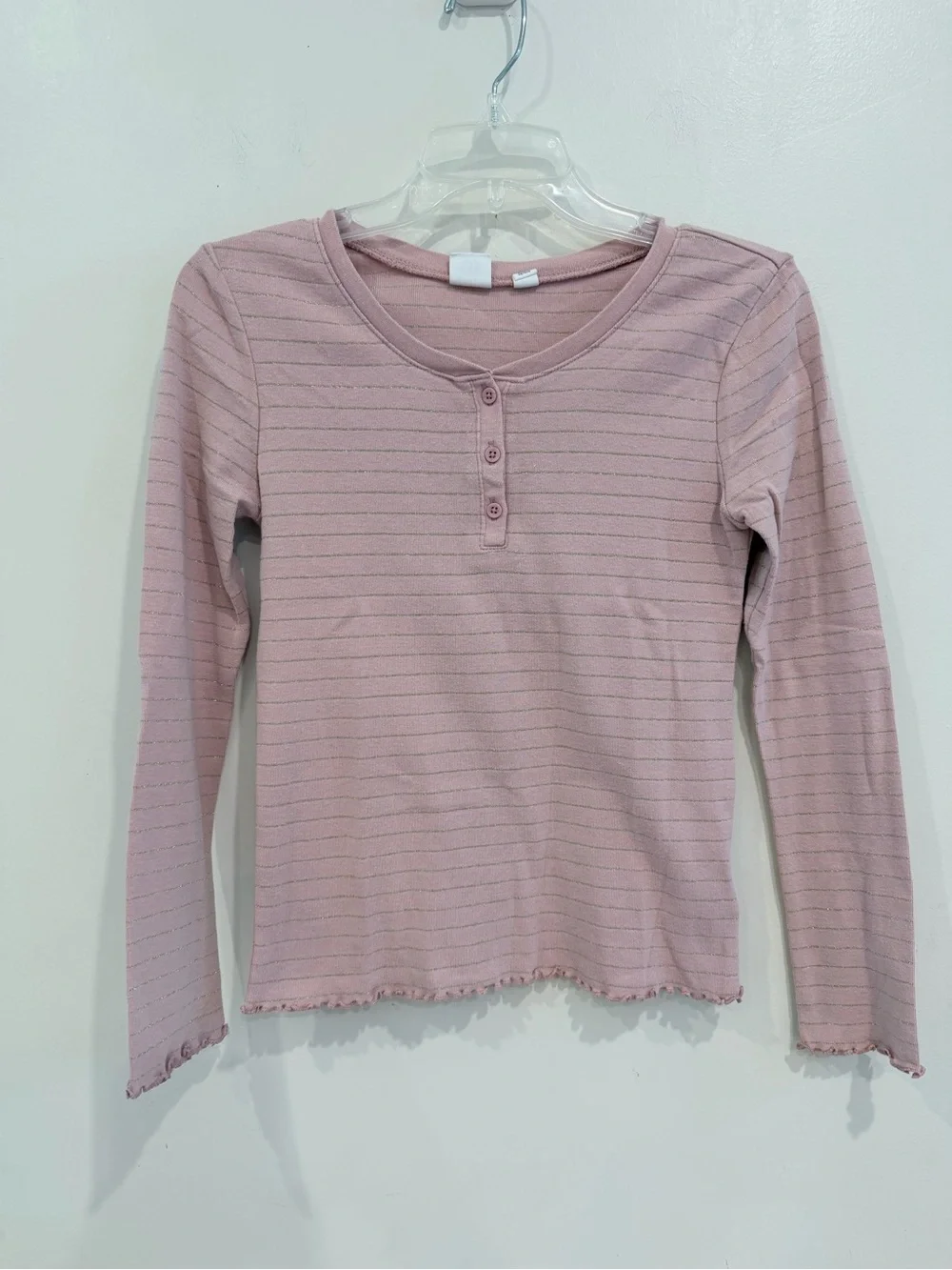 GAP Mauve Pink Striped Long-Sleeve Henley Top